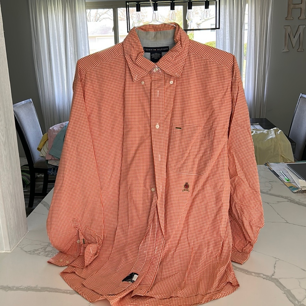 Tommy Hilfiger dress shirt orange and white